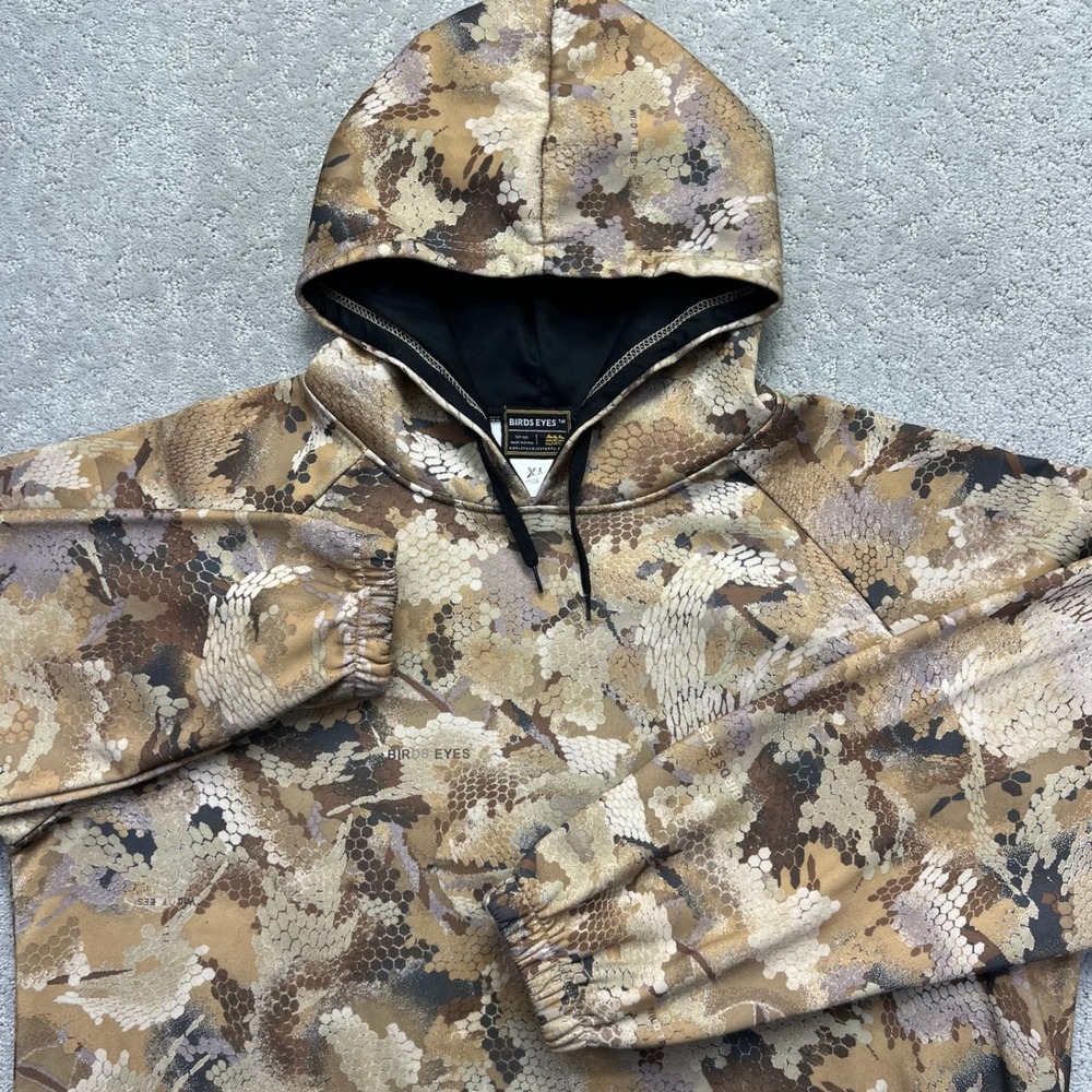 Birds Eyes Hoodie Mens XL Brown Snakeskin Camo Drawstring World‎ Famous Sports